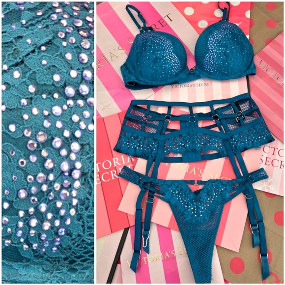 Victoria's Secret Other - Victoria's Secret VTG Very Sexy Limited Edition Blue Rhinestone Lingerie Set NWT